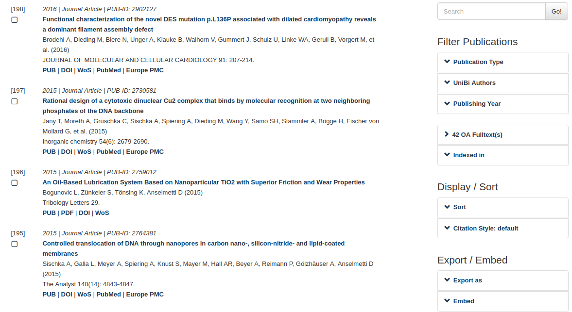 PUB publication list